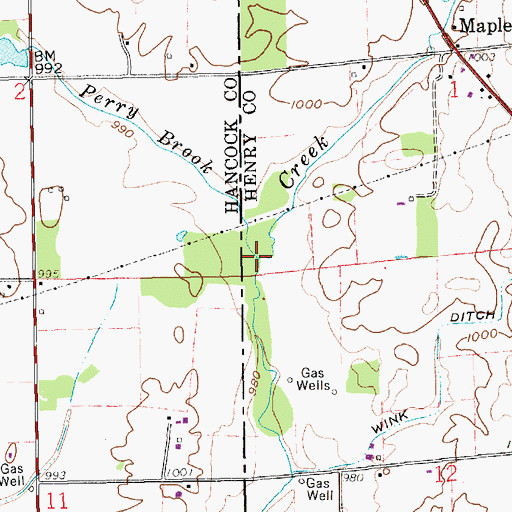 Topographic Map of Perry Brook, IN