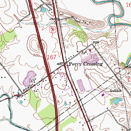 Topographic Map of Perry Crossing, IN