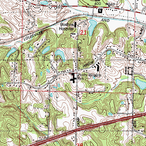 Topographic Map of Perry Heights Elementary and Junior High School, IN