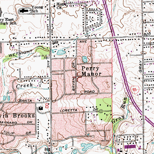 Topographic Map of Perry Manor, IN