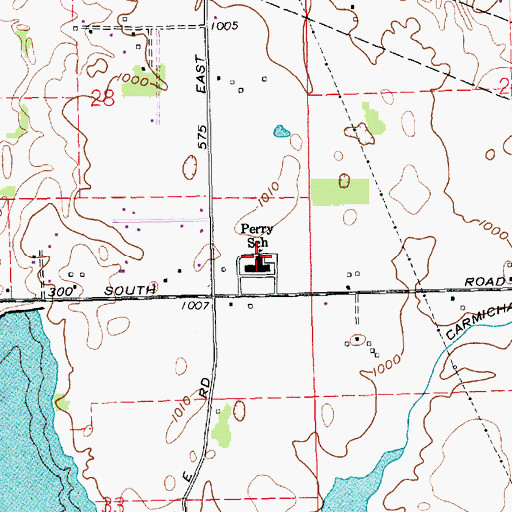Topographic Map of Perry Elementary School, IN