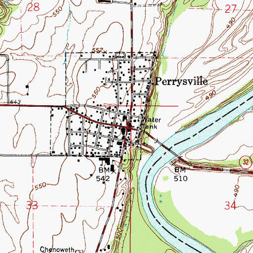 Topographic Map of Perrysville, IN