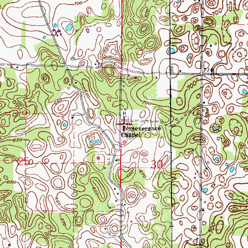 Topographic Map of Perseverance Chapel, IN