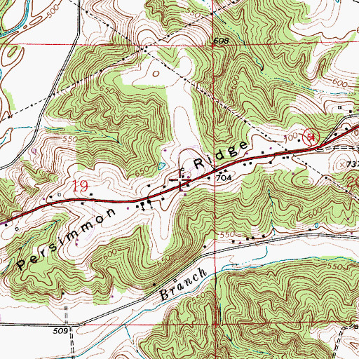 Topographic Map of Persimmon Ridge, IN