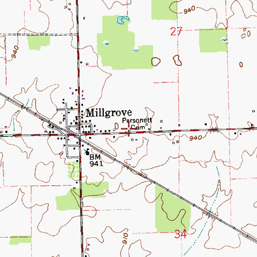 Topographic Map of Personett Cemetery, IN