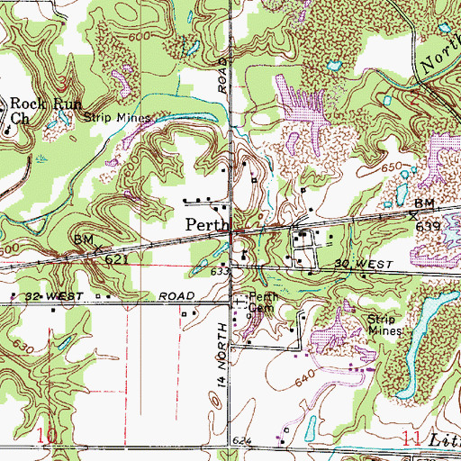 Topographic Map of Perth, IN
