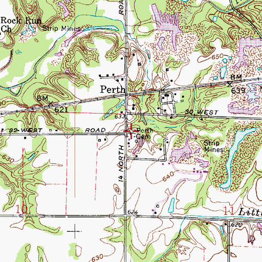 Topographic Map of Perth Cemetery, IN