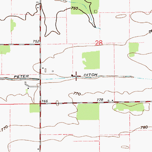 Topographic Map of Peter Ditch, IN