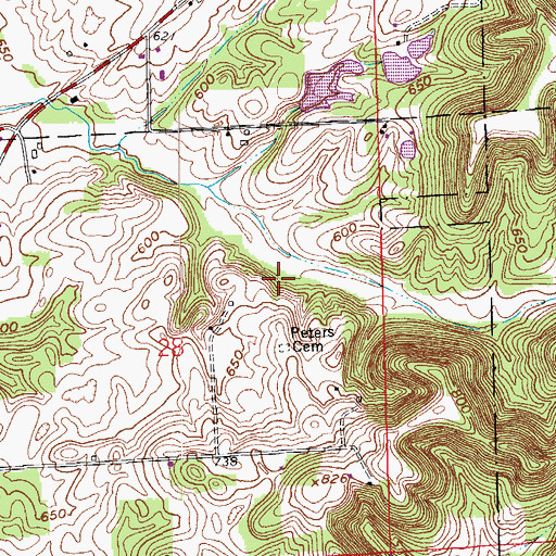 Topographic Map of Peters Cemetery, IN