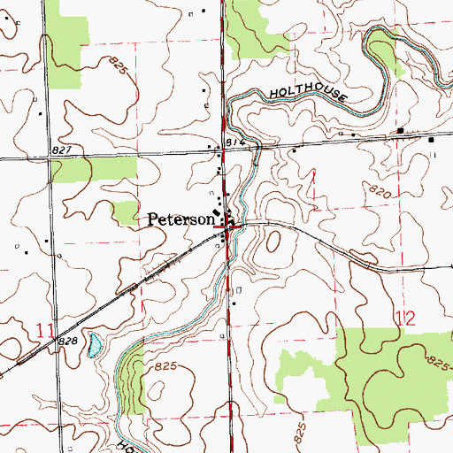 Topographic Map of Peterson, IN