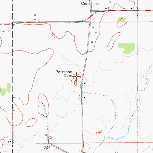 Topographic Map of Peterson Cemetery, IN