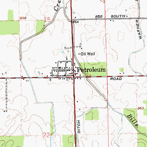 Topographic Map of Petroleum, IN