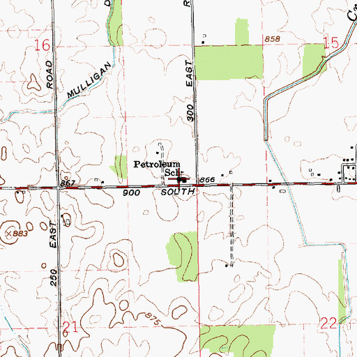 Topographic Map of Petroleum School, IN