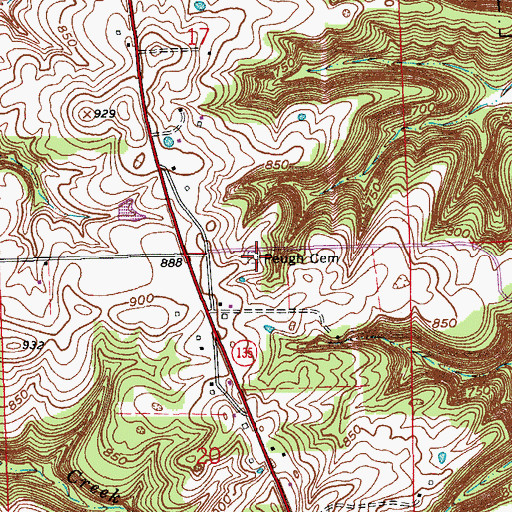 Topographic Map of Peugh Cemetery, IN