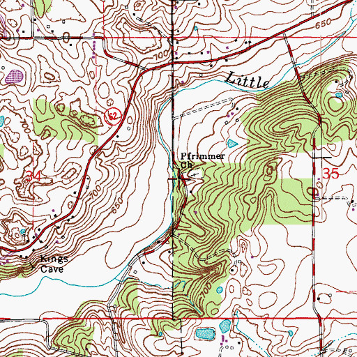 Topographic Map of Pfrimmer Church, IN