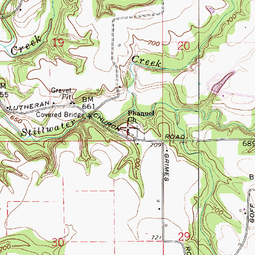 Topographic Map of Phanuel Church, IN