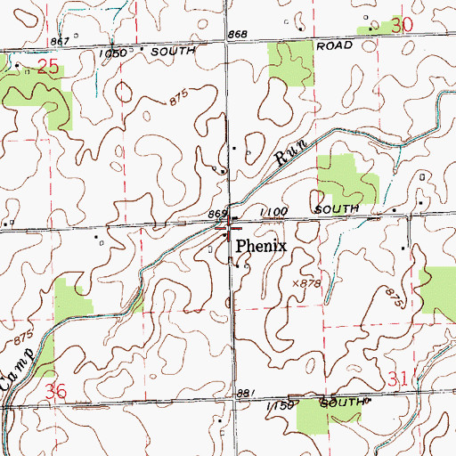 Topographic Map of Phenix, IN
