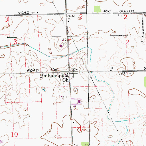 Topographic Map of Philadelphia Church, IN