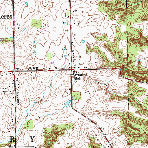Topographic Map of Philips School, IN