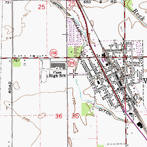 Topographic Map of Phillips Ditch, IN