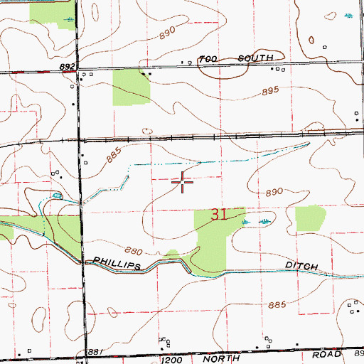 Topographic Map of Phillips Ditch, IN