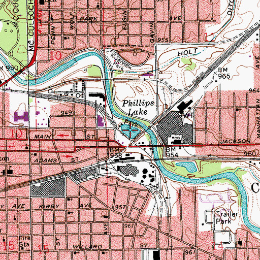 Topographic Map of Phillips Lake, IN