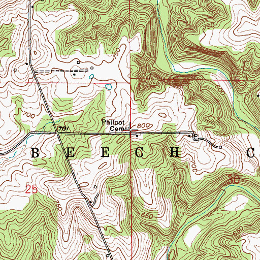 Topographic Map of Philpot Cemetery, IN