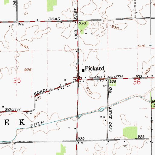 Topographic Map of Pickard, IN
