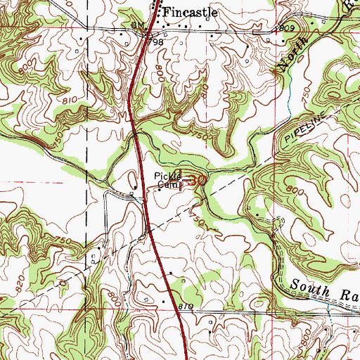 Topographic Map of Pickle Cemetery, IN