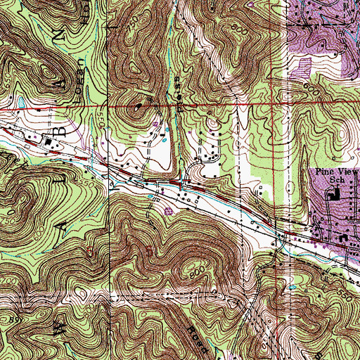 Topographic Map of Pieiss Hollow, IN