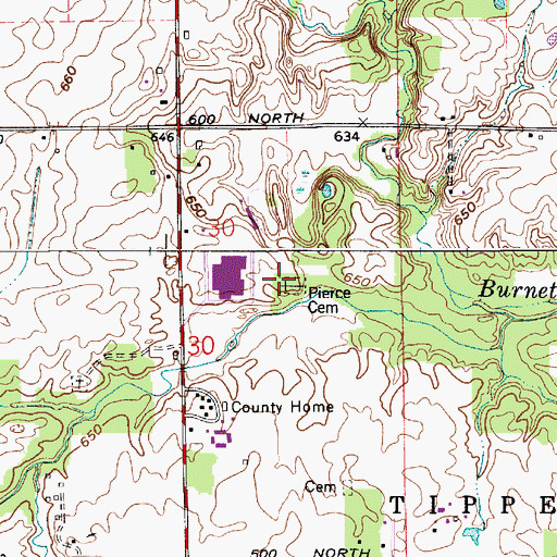 Topographic Map of Pierce Cemetery, IN