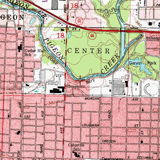 Topographic Map of Pigeon Creek, IN