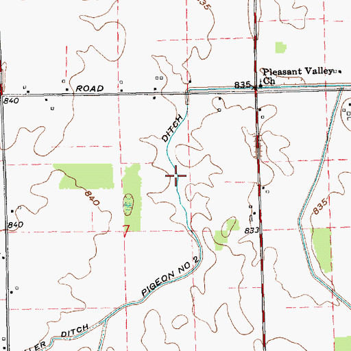 Topographic Map of Pigeon Number Two Ditch, IN