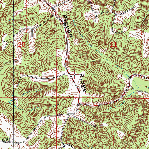 Topographic Map of Pigeon Ridge, IN