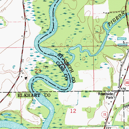 Topographic Map of Pigeon River, MI