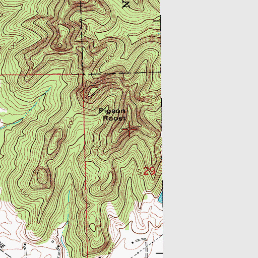 Topographic Map of Pigeon Roost, IN