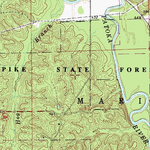 Topographic Map of Pike State Forest, IN