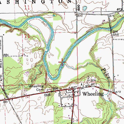 Topographic Map of Pike Creek, IN