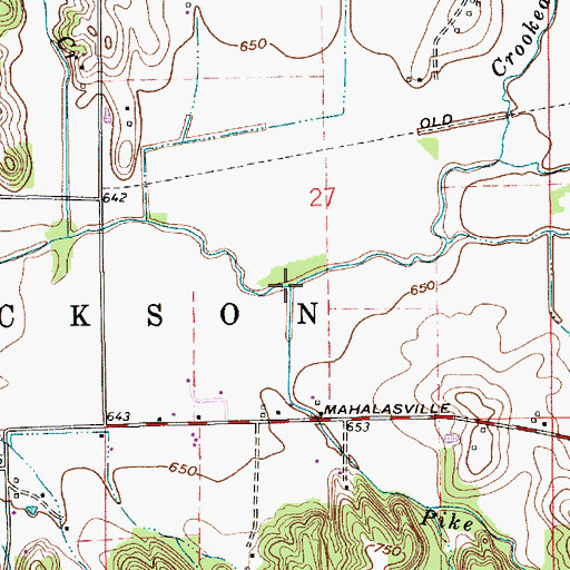 Topographic Map of Pike Creek, IN
