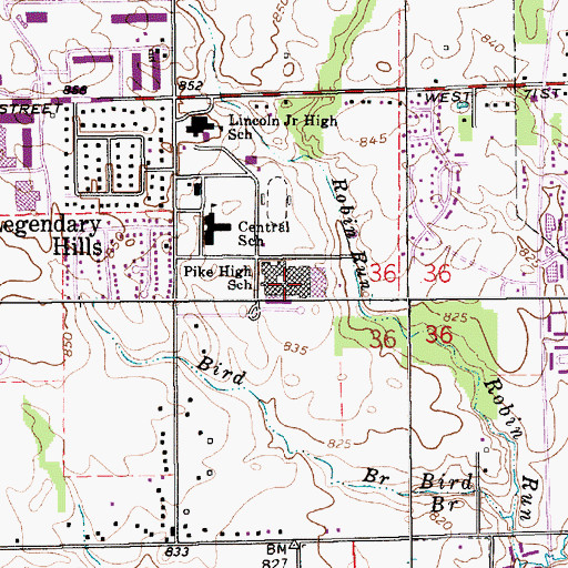 Topographic Map of Pike High School, IN