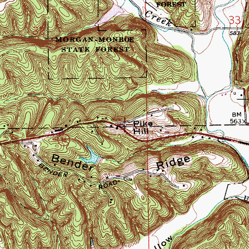 Topographic Map of Pike Hill, IN