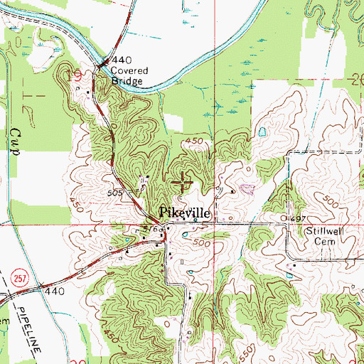 Topographic Map of Pikeville, IN