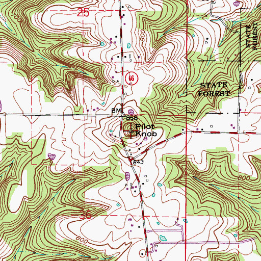 Topographic Map of Pilot Knob, IN