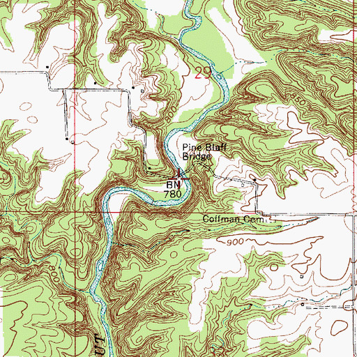 Topographic Map of Pine Bluff Bridge, IN