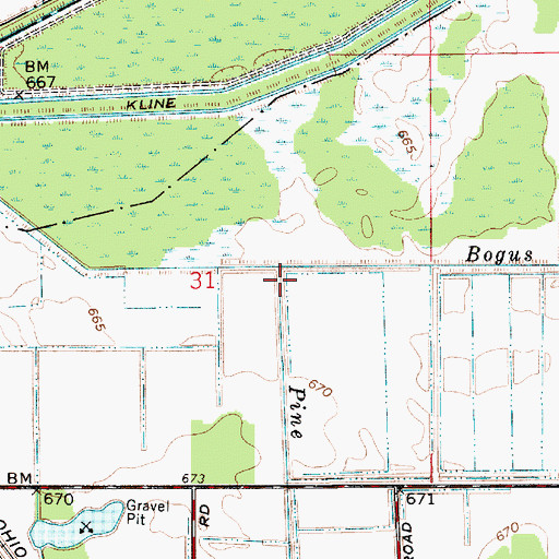 Topographic Map of Pine Creek, IN