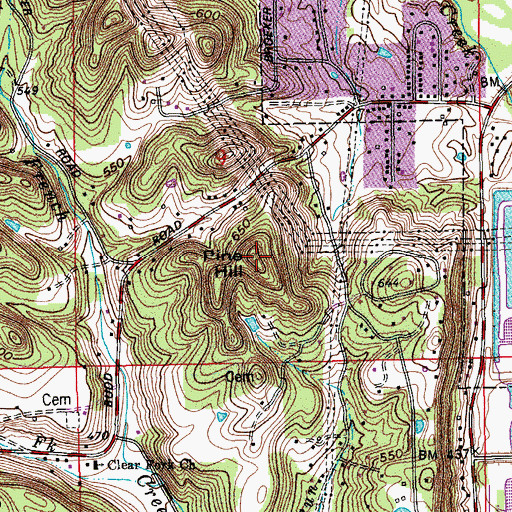 Topographic Map of Pine Hill, IN