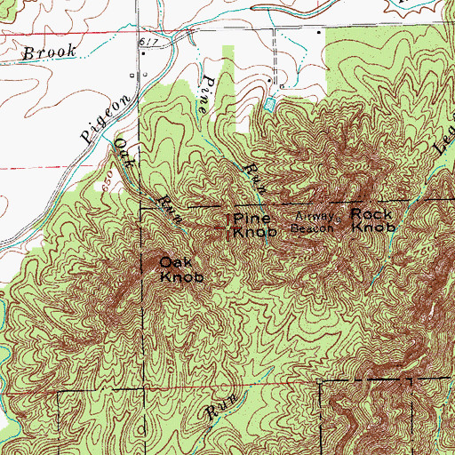 Topographic Map of Pine Knob, IN