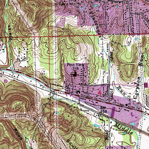 Topographic Map of Pine View Elementary School, IN