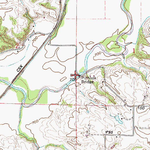 Topographic Map of Pinhook Bridge, IN
