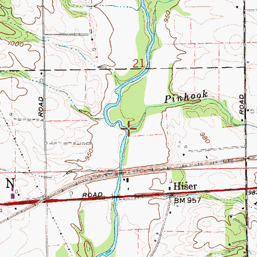 Topographic Map of Pinhook Drain, IN